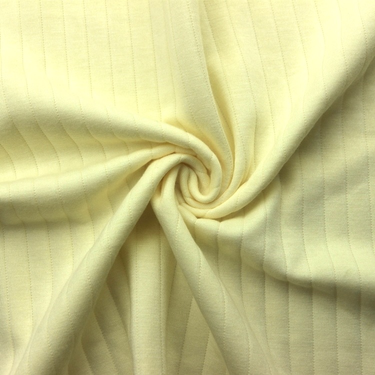 提花空气层布料TR涤人棉粘胶竖条3D绗缝提花夹丝布双面空气层面料