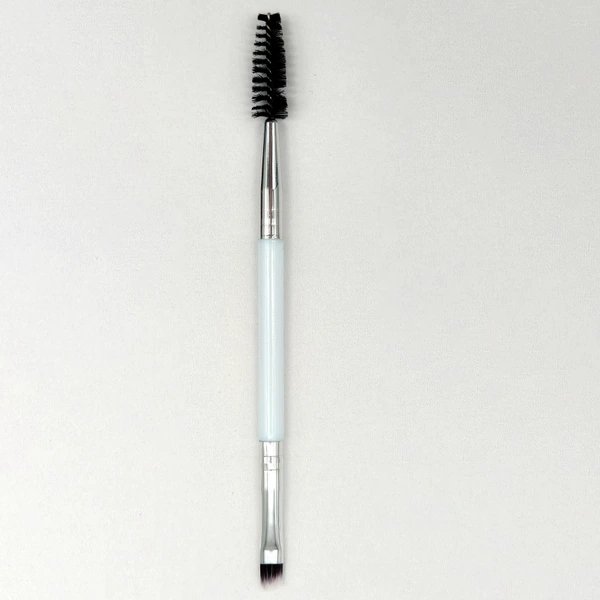 Silver tube and white handle spiral head eyebrow brush