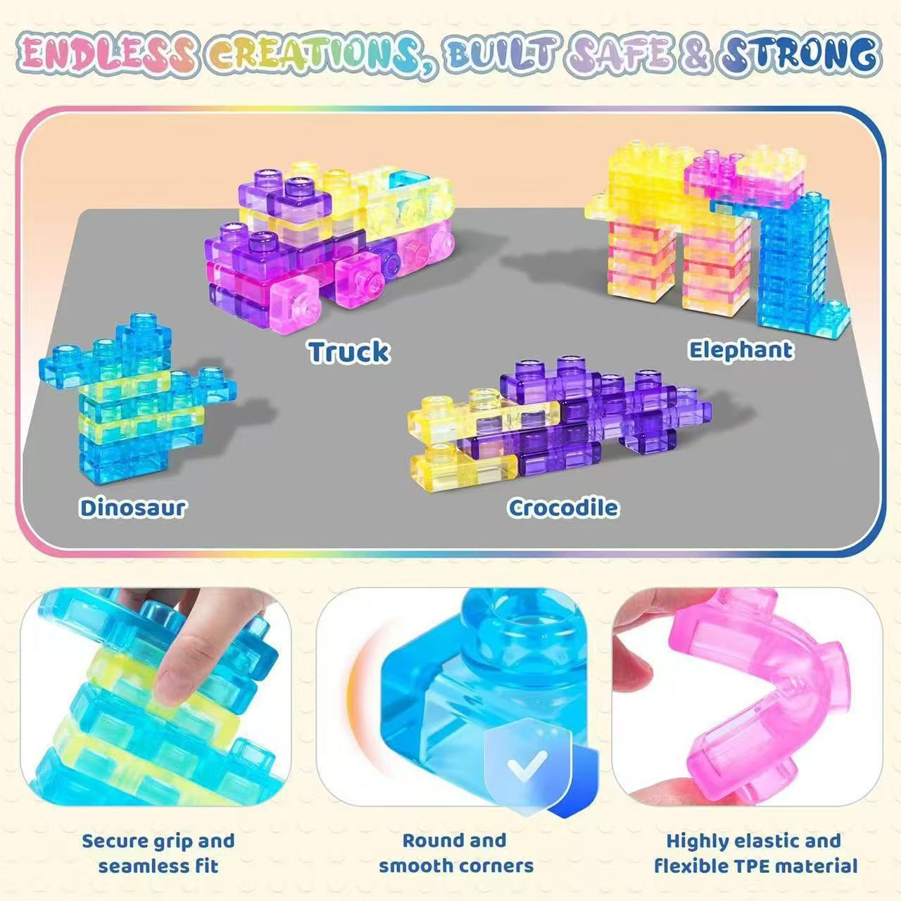 Transfronterizo Sensory Soft Building Jelly Blocks Glue Soft Descompress Set Juguetes Descompress