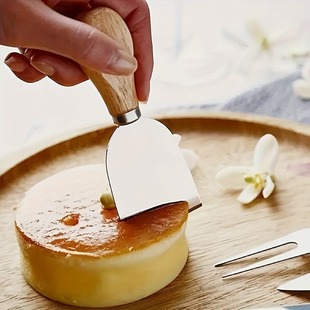 Cross-border 4-piece stainless steel cheese knife cheese knife wooden handle butter knife pizza knife baking tools kitchen kitchen