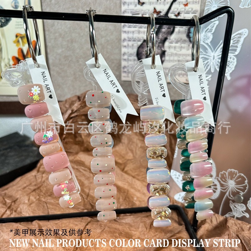 Nail Art Multifunctional Transparent Acrylic Display Strip Color Card Printing Finished Nail Piece Wearable Nail Color Board Photo Props