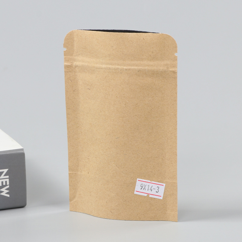 Spot bolsa de papel kraft con ventana transparente bolsa de embalaje de alimentos autosellada autoportante bolsa de té sellada de ocho lados fácil de rasgar