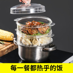 BG54 wholesale multifunctional transparent steamer breakfast shop steamed buns dumpling steamer commercial multi-layer steamer household stack