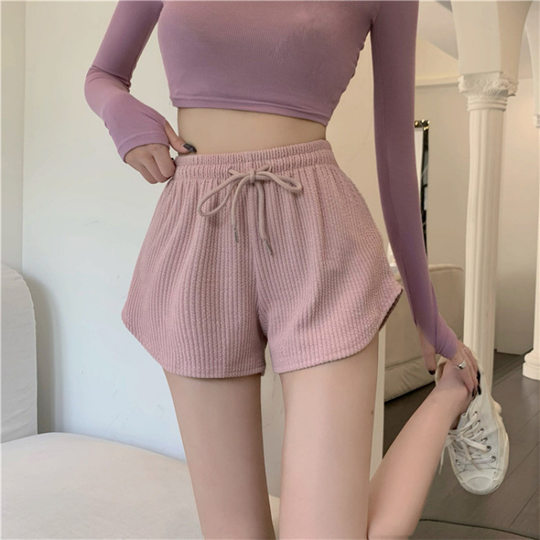 2025 Home Internet Celebrity Fitness Running Shorts Women's Summer Thin Casual Large Size Wide Leg High Waist A-Line Sports Hot Pants