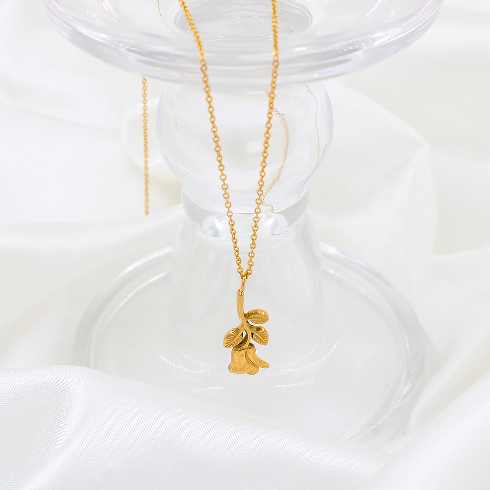 Daily Occasion Fashion Rose Stainless Steel Titanium Steel Plating Women's Earrings Necklace