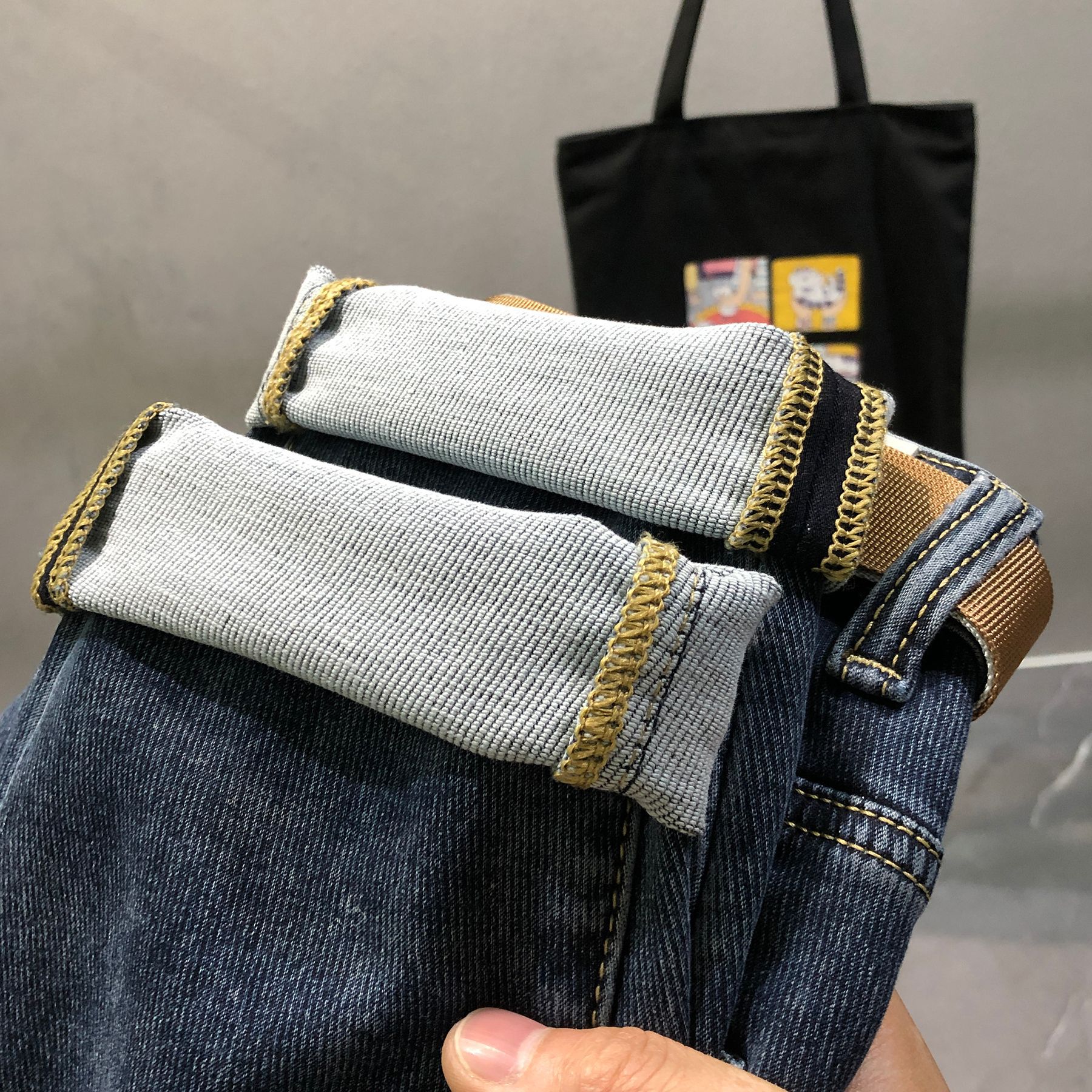 Jeans 2024 nouvelle marque polyvalente durable tendance slim fit pantalons longs décontractés pour hommes pour le printemps et l'automne_voghion.com