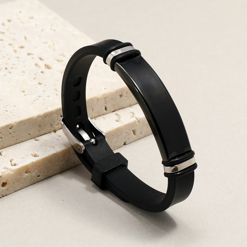 European and American menu0027s light plate stainless steel silicone bracelet wholesale