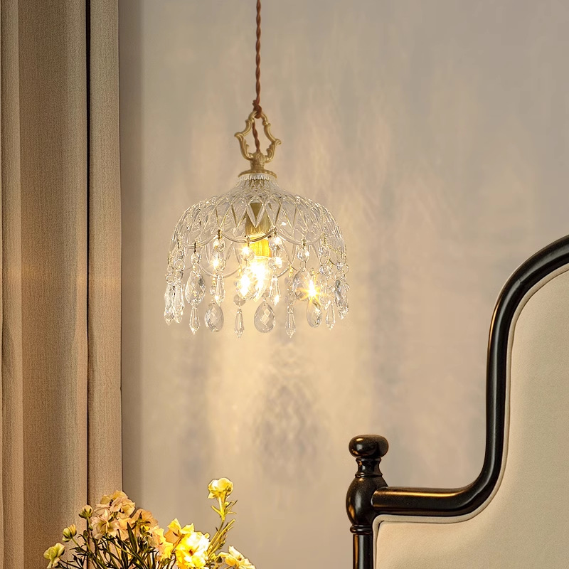 Francés retro cabezal de cama pequeño candelabro pasillo balcón armario de cristal americano lámparas de cobre cálidas románticas