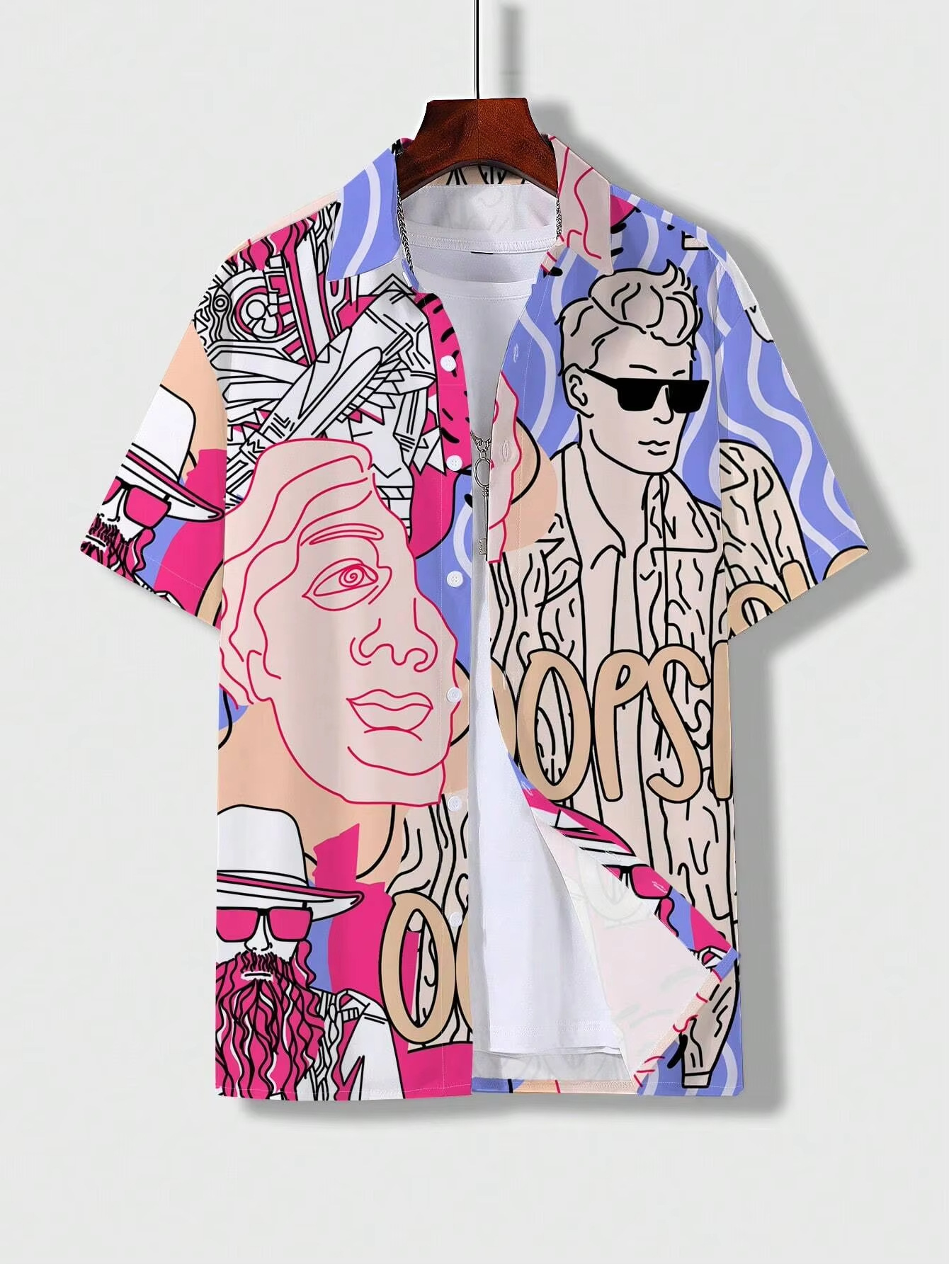 Comercio exterior europeo y americano transfronterizo 2025 nueva tendencia de moda casual de todo fósforo camisa de manga corta de alta calidad para hombres MB1