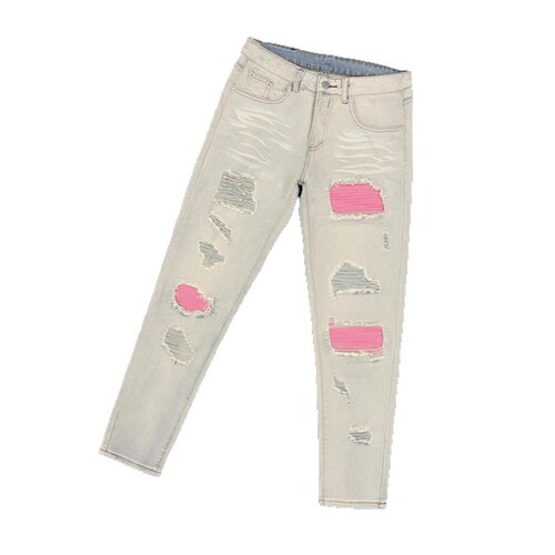 Men's Summer American Retro High Street Straight Leg Loose Distressed Wide Leg Long Pants in Post-Apocalyptic Style