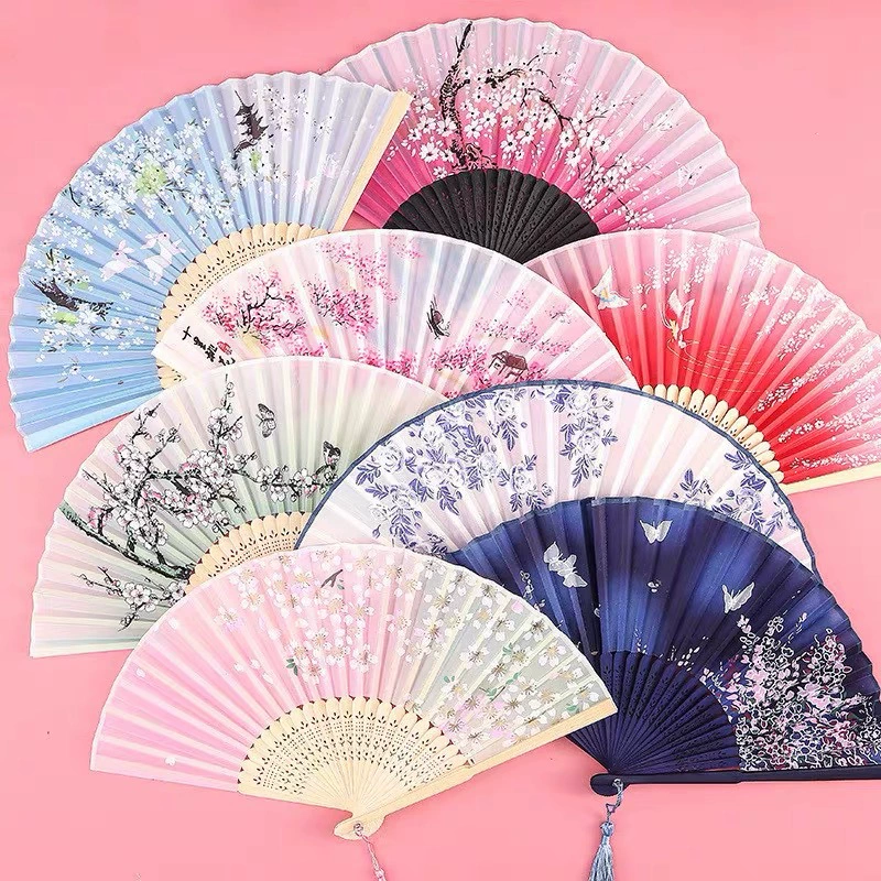Folding Hand Fan Hanfu Style, Silk-screen Print, High-definition Patterns, Fine Workmanship
