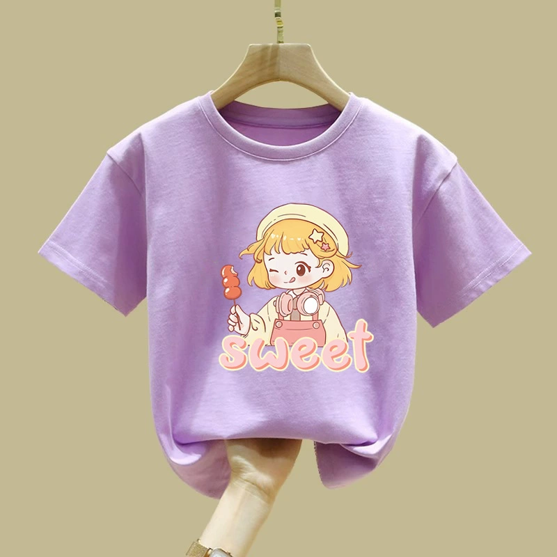 Летняя хлопковая футболка с рисунком для отдыха, круглый вырез горловины