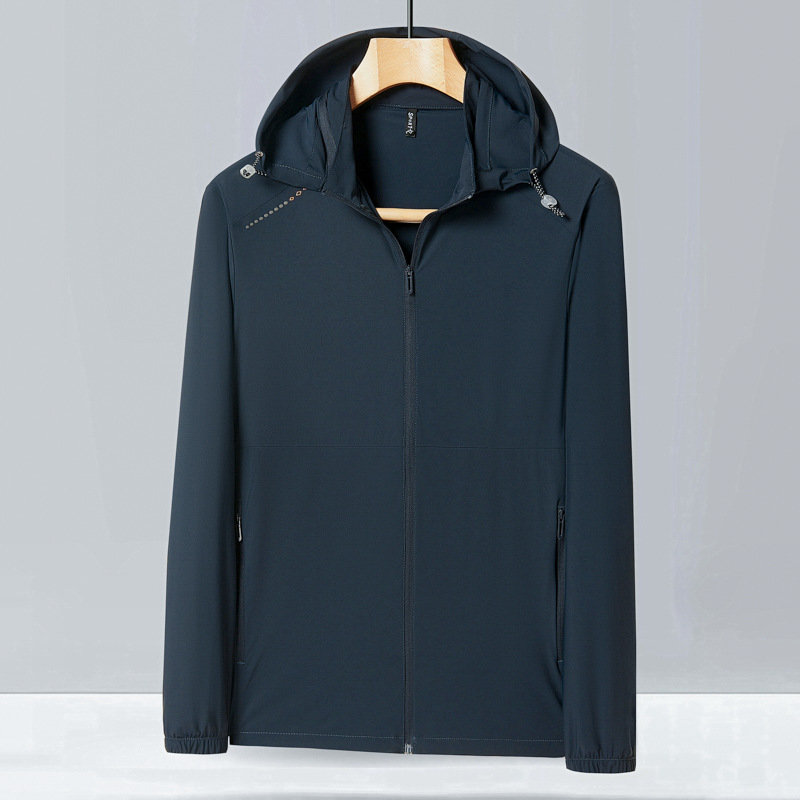 2025 Sun Protection Clothing Men's Summer Lightweight Ice Silk Breathable UV Protection Fishing Sun Protection Clothing Middle-aged and Elderly Jacket