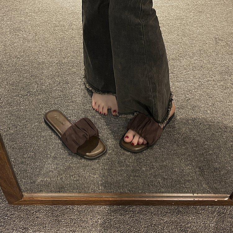 Sommer Neue Flache Hausschuhe Frauen S Oberbekleidung Eine Linie Sandalen Heels Für Schwangere Bequeme Und Stilvolle Karree Schuhe_voghion.com