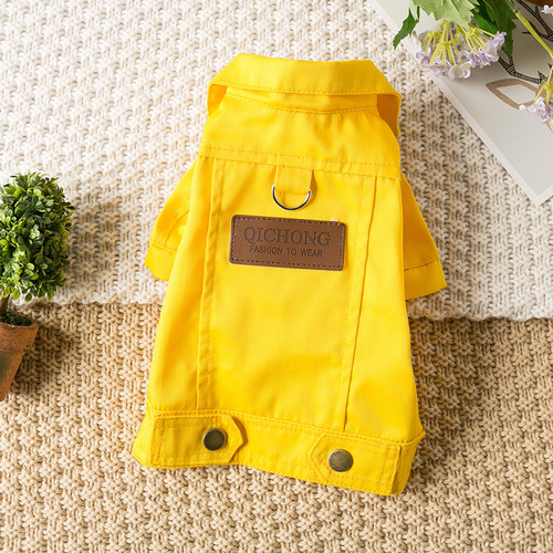 Traction Denim Jacket Dog Spring and Autumn Thin Pet Small Dog Teddy Schnauzer Bichon Pomeranian Cat Clothes