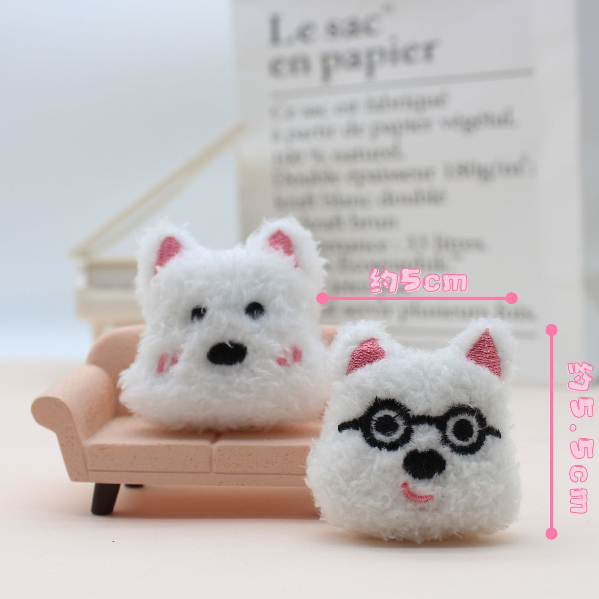 Cartoon Internet Popular West Highland Glasses Dog Accessories Cute Plush Bib Dog Bag Decoration Brooch Doll Pendant