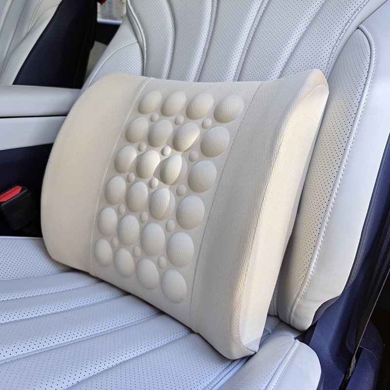 Car Memory Foam Electric Lumbar Support, Dual-Use for Home and Car, Vibrating Massage Backrest, Microfiber Leather Waist Cushion Backrest Pad