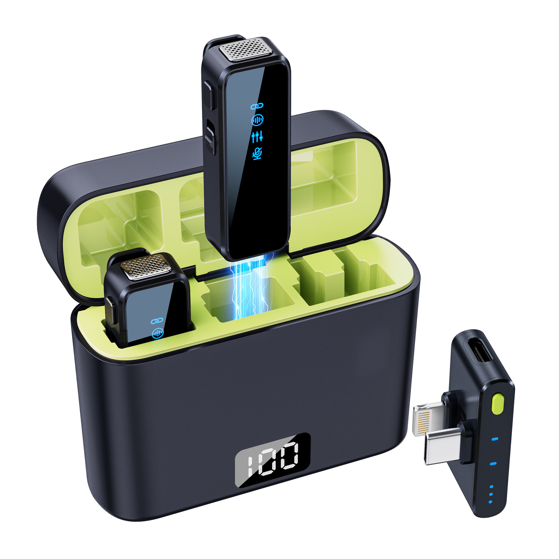 2025 Cross-border Wireless Microphone Dual Receiver Microphone Probe Store Live Microphone