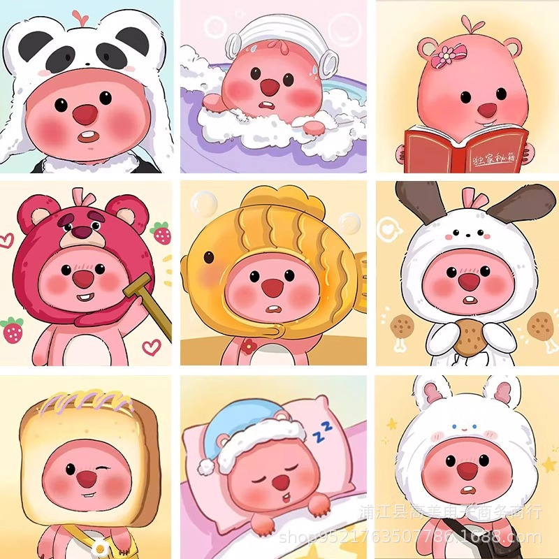 Loopy Little Beaver Digital Oil Painting Diy Cute Cure Handmade Decompression Filled Graffiti Cartoon Acrylic Oil Painting