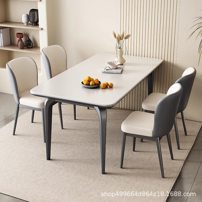 Elephant Leg Dining Table Minimalist Slate Dining Table and Chair Set Light Luxury Home Small Apartment Square Dining Table Western Dining Table