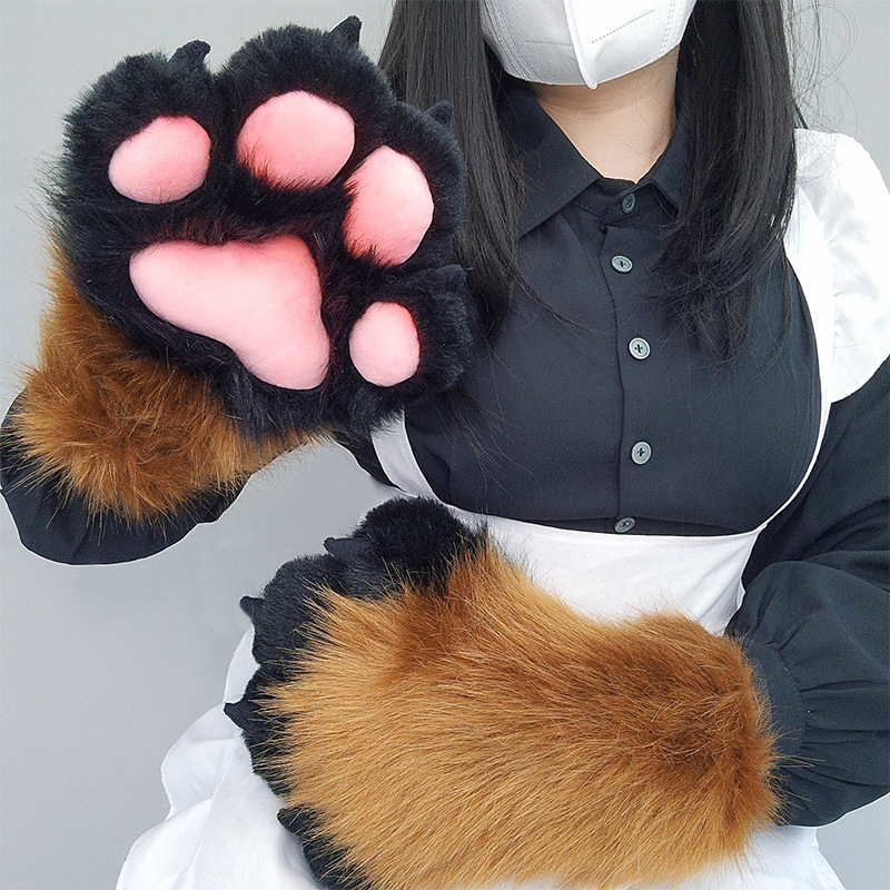 Online celebridad rendimiento Cosplay accesorios felpa pata peludo gato bestia traje fursuit gatito bestia garra