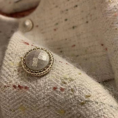 ESSTUDIO tooth edge white oil metal buttons small fragrant socialite style tweed short coat coat buttons