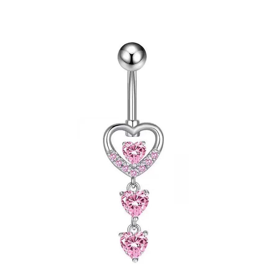 European American Cross-border E-commerce Piercing Jewelry: Navel Rings With Flowers, Hearts, Leaves, And Zirconia In_voghion.com