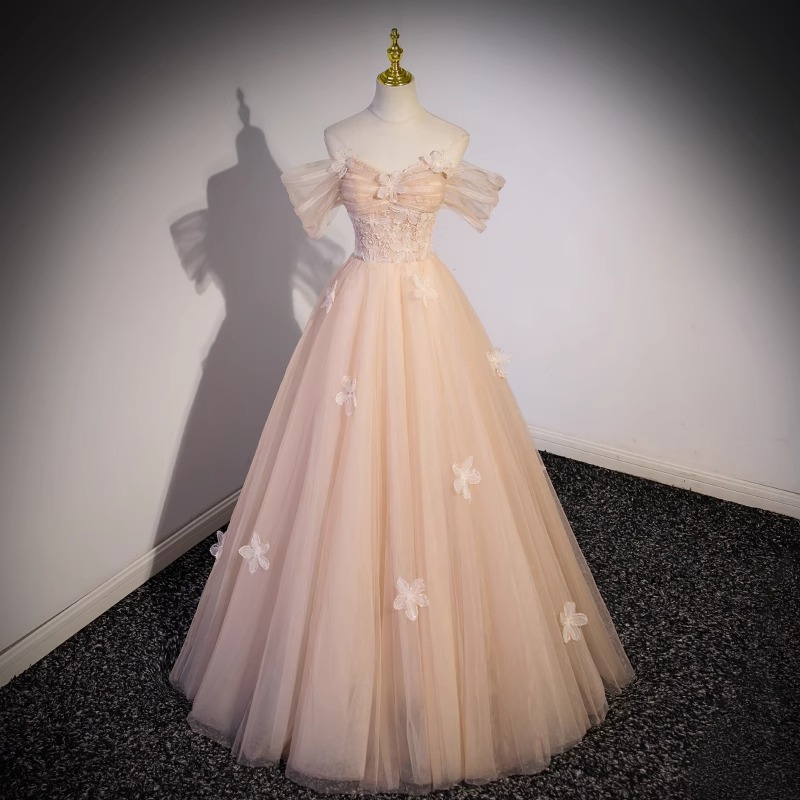 French-Style Off-Shoulder Elegant Evening Dress for Women, Runaway Princess Gown, Adult Ceremony, Artistic Exam, Fairy-Like Light Luxury Niche Dress