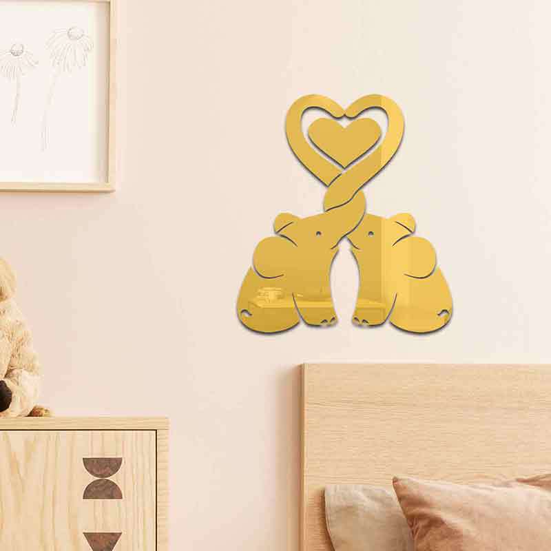 3d Heart Elephant Acrylic Wall Sticker Decorative Mirror Home Decor_voghion.com
