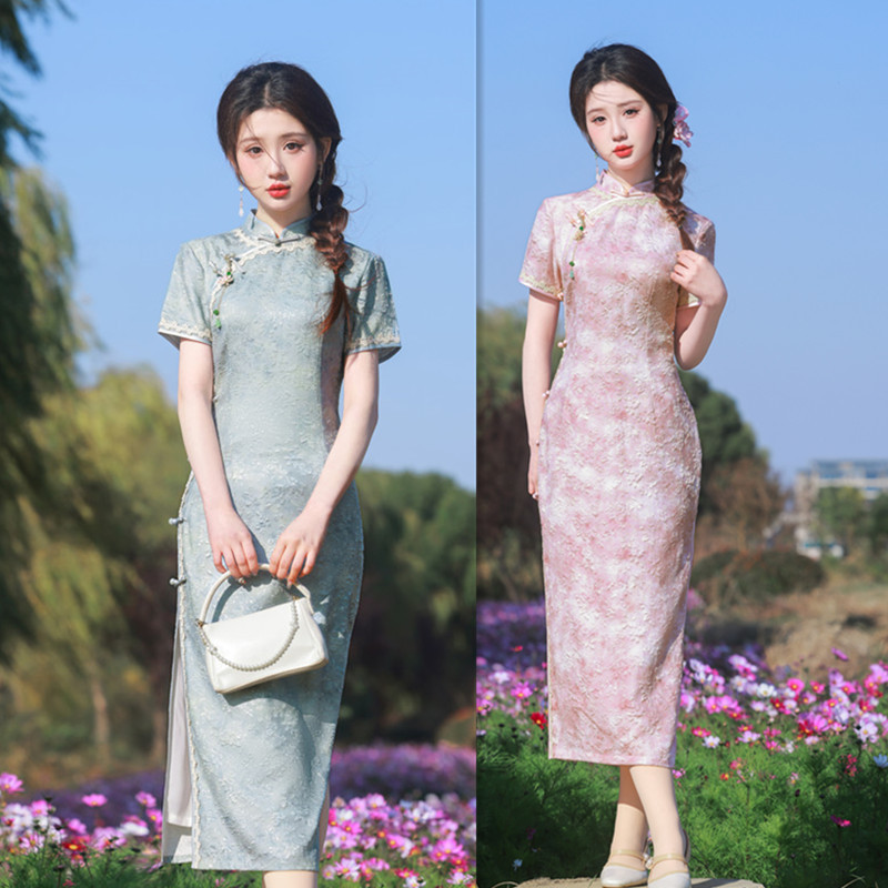 Su Hang Traditional Style Cheongsam Manufacturer Wholesale 2025 Spring and Summer New Retro Chinese Youth Short Sleeve Cheongsam Dress