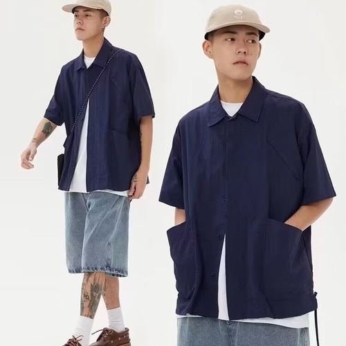 Summer Lapel Pouch Short-Sleeve Shirt
