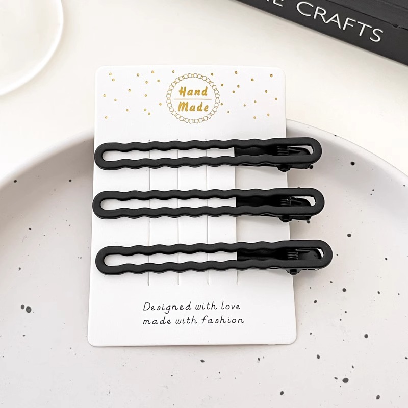 Youyou 2025 nueva horquilla negra, flequillo, clip de cabello roto en la frente, tocado lateral, pico de pato, palabra simple