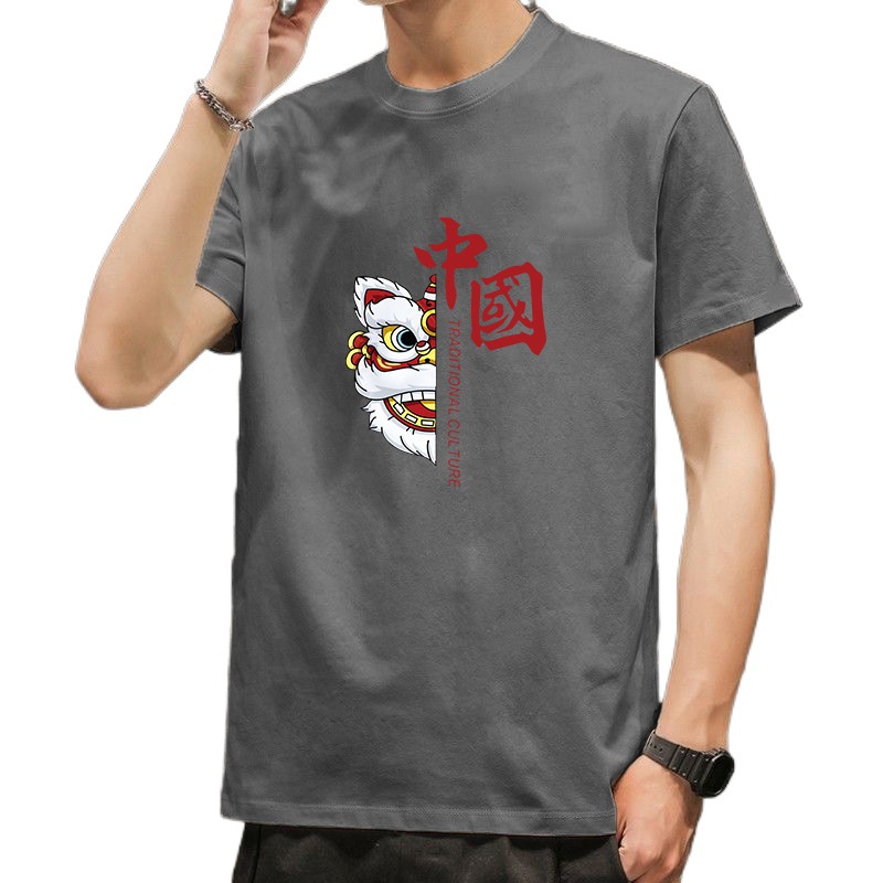 Camiseta de manga corta de cuello redondo de los hombres de la moda nacional Xingshi camiseta delgada de moda corta todo-fósforo ropa superior casual t de los hombres