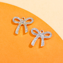 简约蝴蝶结挂件配饰镶钻小吊坠合金配件diy手链饰品项链服饰材料