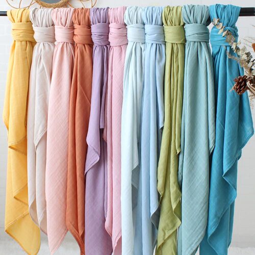 Double layer bamboo cotton gauze baby blanket solid color blanket baby newborn swaddle blanket muslin bag single summer