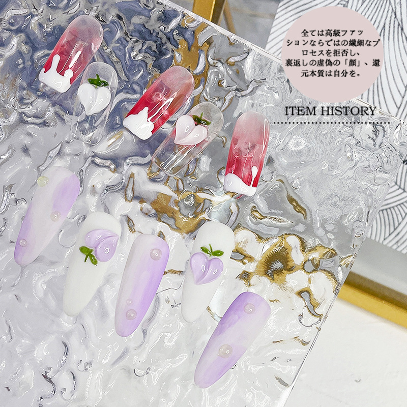 Arte de uñas melocotón corazón 10 unidades nuevo amor Aurora magia color tridimensional plano pequeño tamaño pedo melocotón uñas joyería