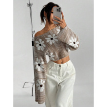 L 82567 Daisy jacquard loose knit sweater С�����Ứ������֯