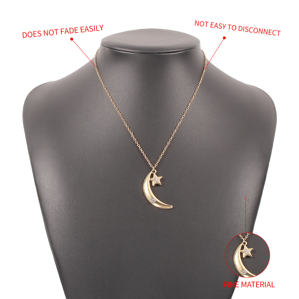 Fashion alloy microinlaid moon star necklacepicture6