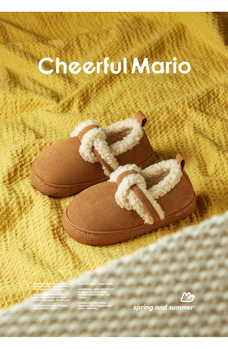 Happy Mary Children's Cotton Shoes Women's Bag and Home Warm Soft Sole Snow Boots Parent-child Men's Slippers Winter_voghion.com
