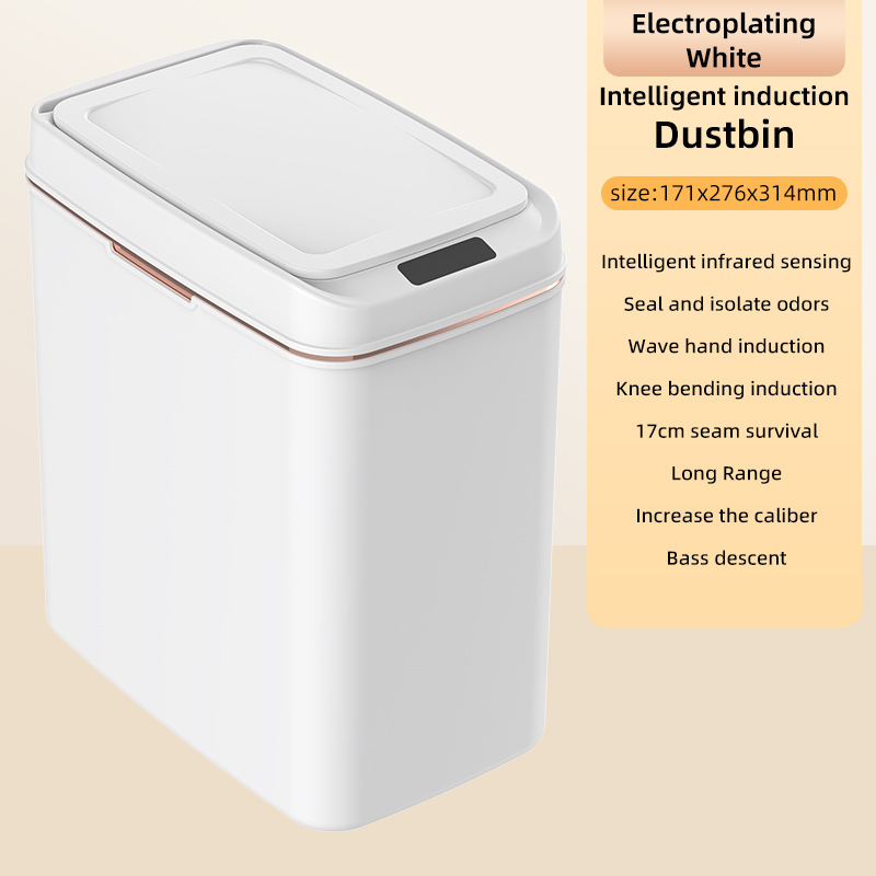 Bote de Basura Inteligente Eléctrico de Plástico con Sensor para Cocina, Baño y Hotel