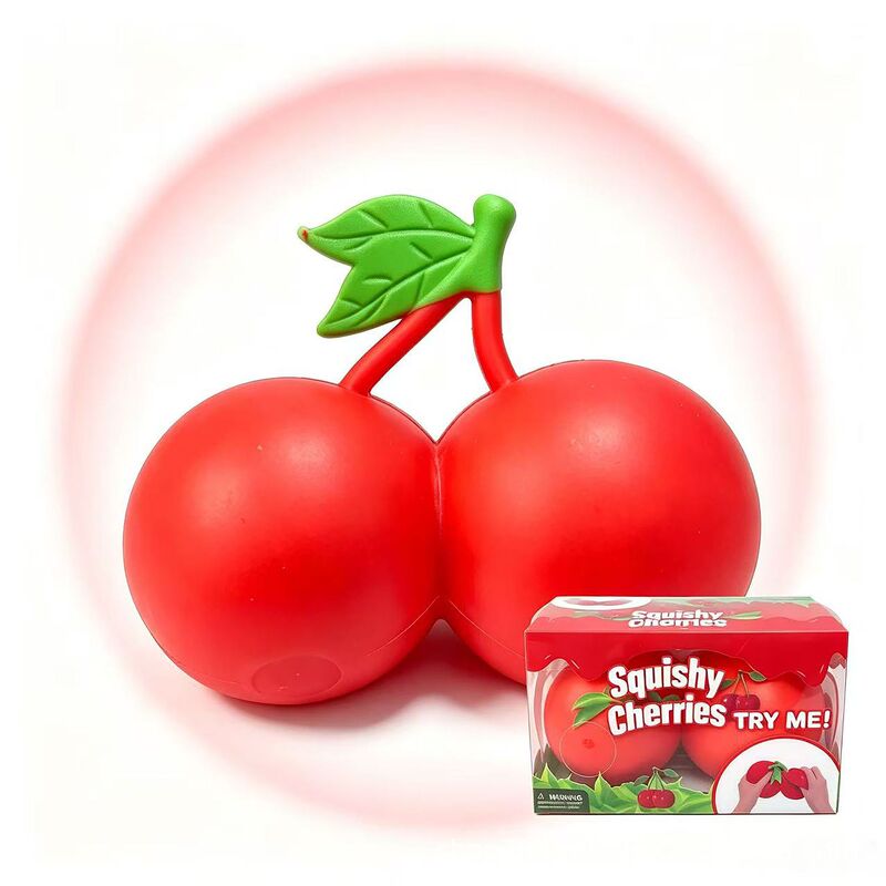 Cute and popular PVC boxed big cherry squishy toy, realistic fruit slow-rebound creative solid stress-relief toy Cute and popular PVC boxed big cherry squishy toy, realistic fruit slow-rebound creative solid stress-relief toy