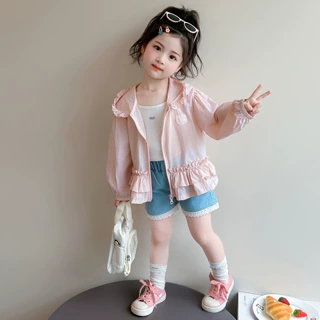 女小童防晒衣2026新款夏季薄款韩系洋气女宝宝防晒服儿童连帽外套
