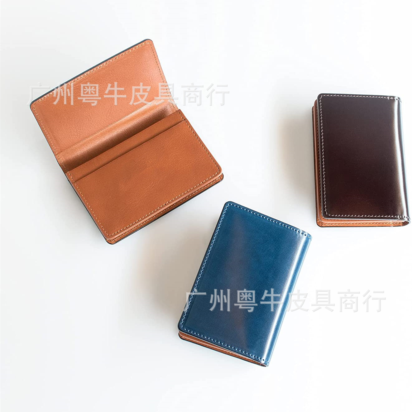 跨境新款枥木树膏皮横款名片卡包日式RFID防磁牛皮男商务卡夹卡套