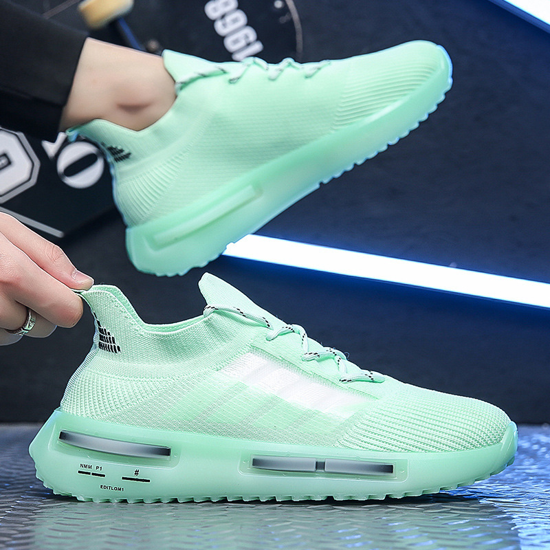 Breathable Flying Weaving Running Shoes With Thick Sole Design_voghion.com