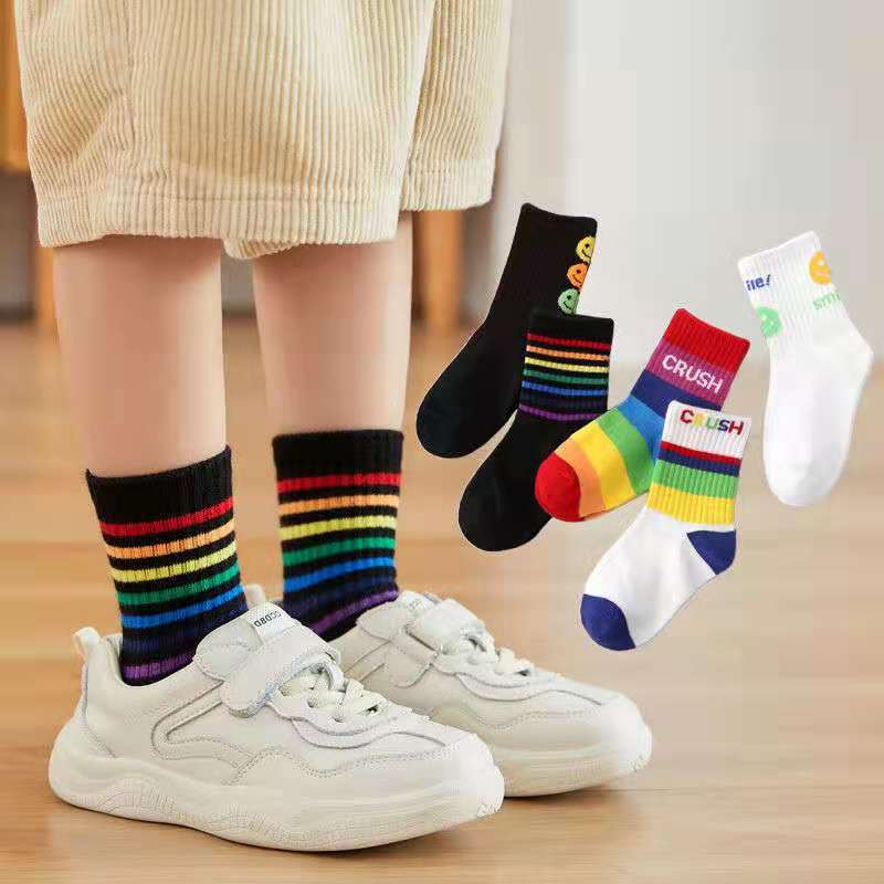 Special Sale Kidsren's Socks Autumn and Winter Trendyy Mid-Calf Korean Style Rainbow Sports Socks Breathable Sweat-Absorbent Casual Stripesd Cotton Socks Special Sale Kidsren's Socks Autumn and Winter Trendyy Mid-Calf Korean Style Rainbow Sports Socks Breathable Sweat-Absorbent Casual Stripesd Cotton Socks