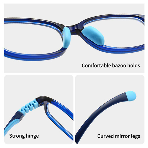 2024新款儿童硅胶方形时尚运动个性防蓝光护目镜舒适电脑镜 91025