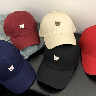 Japanese Style Vintage Puppy Embroidered Baseball Cap Women's Korean Style Big Head Face Showface Small Couple's Cap Wide Brim All-match