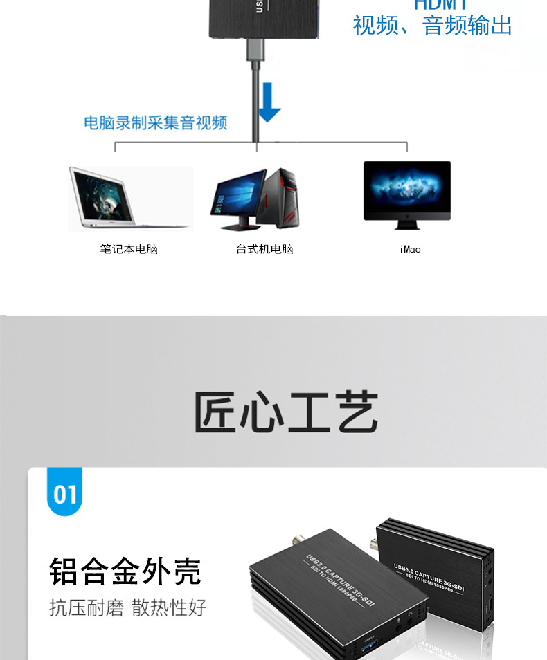 3G-SDI视频采集卡SDI转HDMI高清1080P广电级转USB3.0视频采集卡-阿里巴巴
