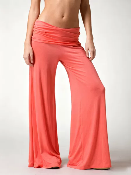 Trendy European and American Style Wide-Leg Casual Yoga Pants, Loose and Versatile, Solid Color, Fashionable Wide-Leg Flared Pants