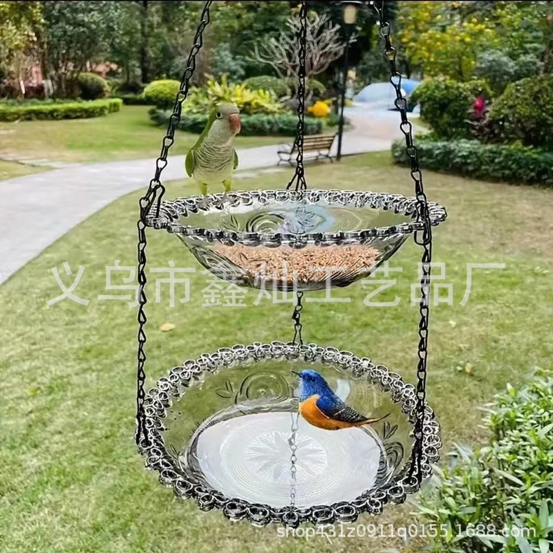 새 모이통 투명(이중층) 회색